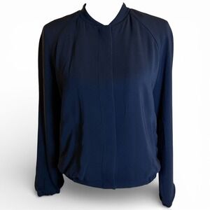 Massimo Dutti Black Bomber Jacket Quilted Lined Collar Women's Size S‎